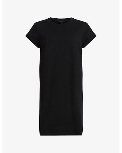 AllSaints Anna Round-neck Organic-cotton Mini Dress - Black
