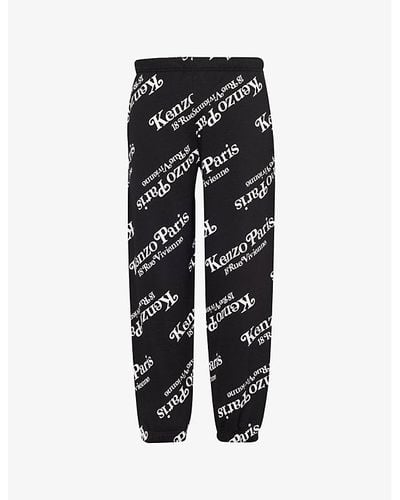 KENZO X Verdy Brand-print Cotton-jersey jogging Bottoms - Black