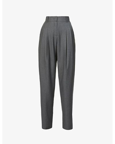 Frankie Shop Gelso High-rise Pleated Woven Trouser - Gray
