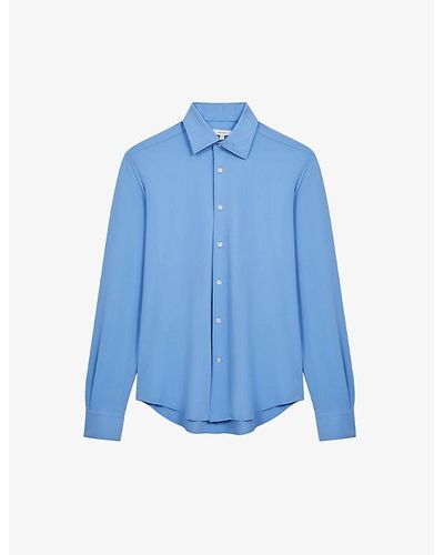 Reiss Voyager Slim-fit Stretch-woven Travel Shirt X - Blue