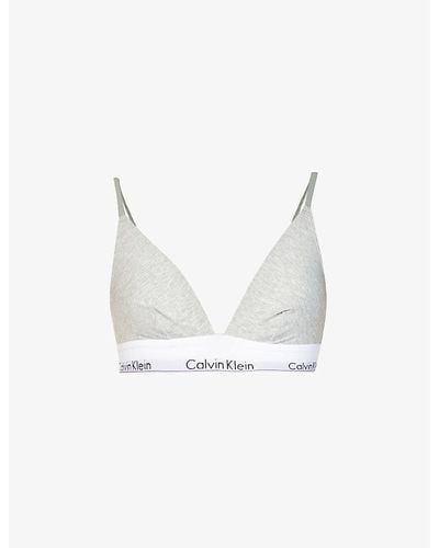 Calvin Klein Modern Triangle Stretch Cotton-blend Bra - White