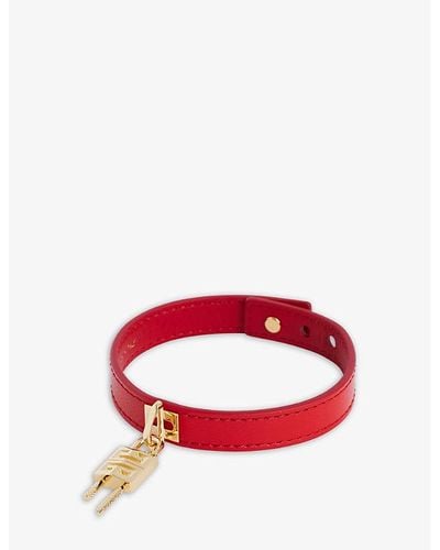 Givenchy Padlock-charm Adjustable Leather Bracelet - Red