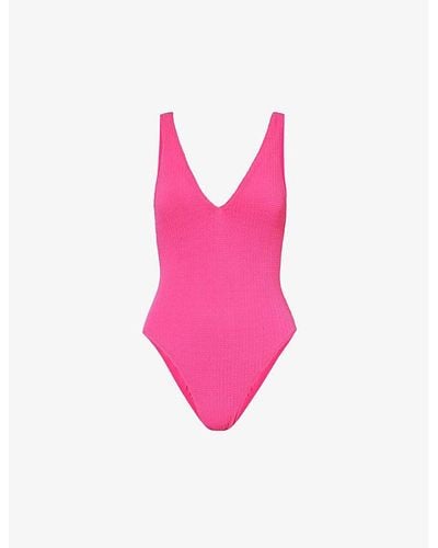Seafolly Sea Dive V-neck Crinkled Swimsuit - Pink