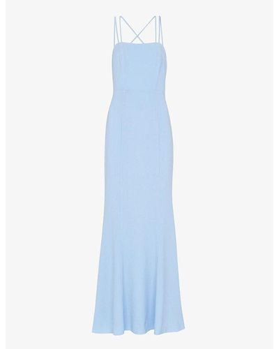 Whistles Emily Square-neck Strappy Stretch-crepe Maxi Dress - Blue