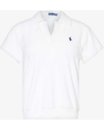 Polo Ralph Lauren Logo-embroidered Cotton-blend Terry Polo Shirt - White