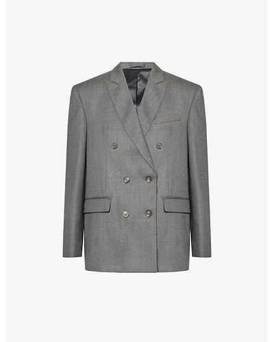 Wardrobe NYC Double-breasted Wool-blend Blazer - Gray