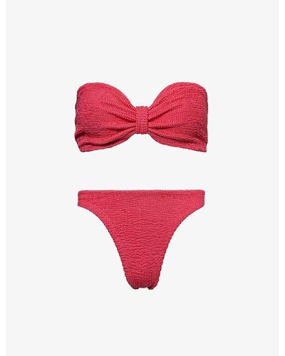 Hunza G Jean Bandeau Crinkled-texture Bikini - Red