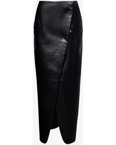 Frankie Shop Nan Crossover Faux-leather Maxi Skirt - Black