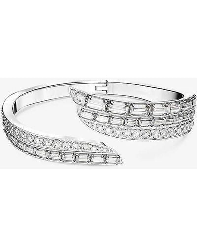 Swarovski Hyperbola Rhodium-plated Recycled-brass And Zirconia Bangle - White