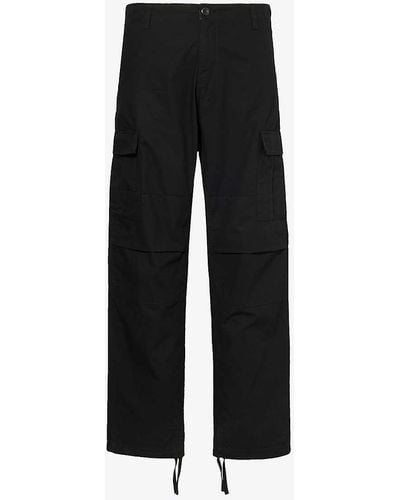 Carhartt Aviation Straight-leg Mid-rise Cotton-canvas Cargo Trousers - Black