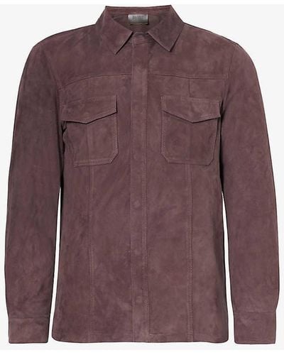 PAIGE Baltimo Flap-pocket Regular-fit Suede Jacket - Purple