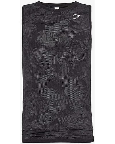 GYMSHARK Geo Seamless Logo-print Recycled Polyester-blend Tank Top - Black