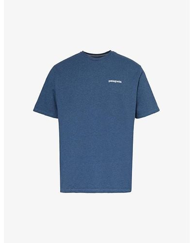 Patagonia P-6 Logo Responsibili-tee Recycled Cotton And Recycled Polyester-blend T-shirt - Blue