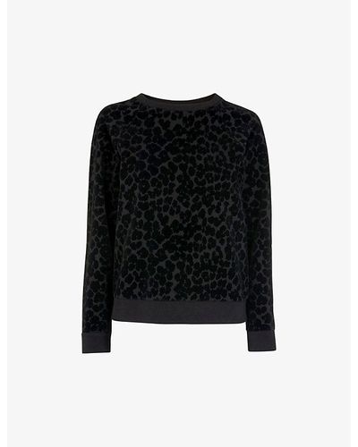Whistles Smudge Animal-print Cotton Sweater - Black