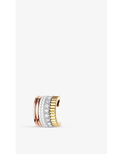 Boucheron Quatre Classique 18ct Yellow, - And Rose-gold, 0.14ct Brilliant-cut Diamond And -ceramic Single Clip Earring - White