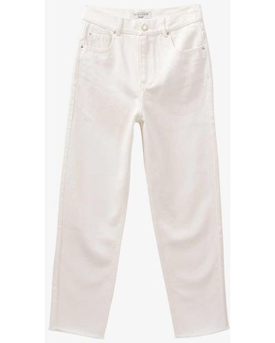 IKKS Straight Leg, High Rise Cotton-blend Jeans - White
