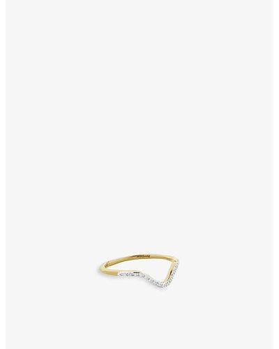 Monica Vinader Riva Diamond Wishbone 18ct Recycled Yellow -plated Vermeil Sterling Silver And 0.04ct Diamond Ring - White