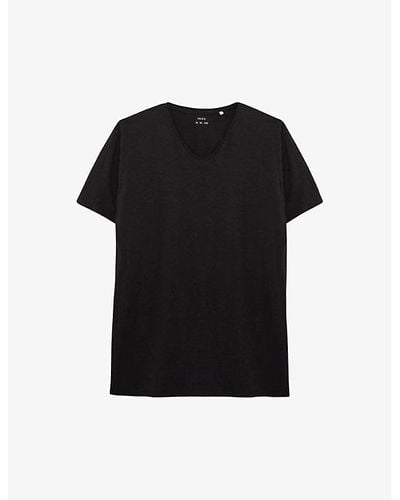 IKKS V-neck Short-sleeve Cotton T-shirt Xx - Black