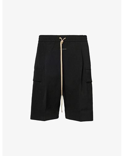 Fear Of God Drawstring-waist Cargo-pocket Wool-blend Shorts X - Black