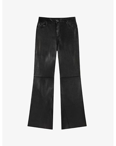 Maje Plutoma Flared Leather Pants - Black