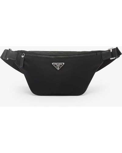 Prada Re-nylon Saffiano Leather And Recycled-nylon Belt Bag - Black