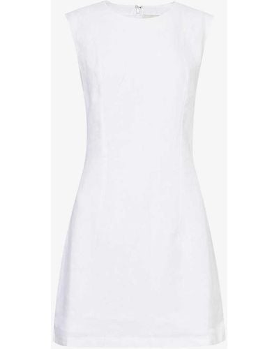 Posse Musa Sleeveless Linen Mini Dress - White