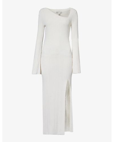 Pretty Lavish Emmie Split-hem Knitted Maxi Dress - White