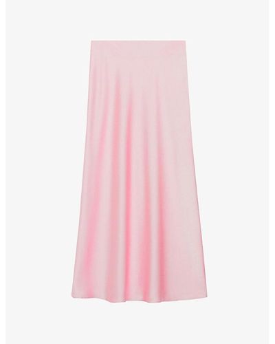 Claudie Pierlot Sapine High-rise Satin Midi Skirt - Pink