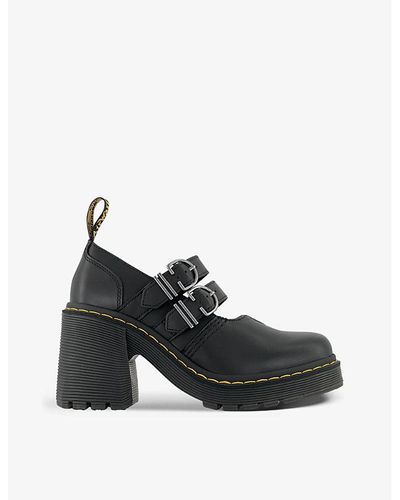 Dr. Martens Eviee Contrast-stitched Leather Heeled Sandals - Black
