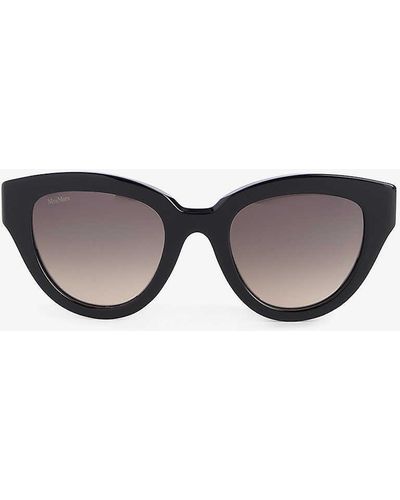 Max Mara Branded-temple Cat-eye Acetate Sunglasses - Grey