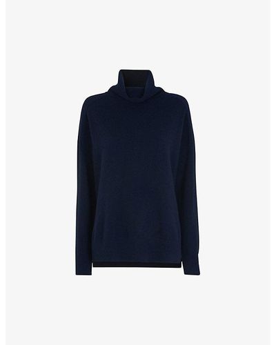 Whistles Vy Roll-neck Cashmere Sweater - Blue