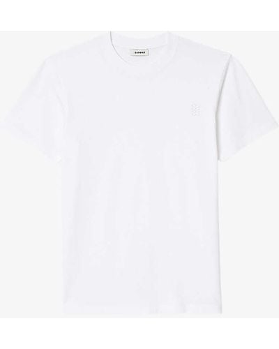 Sandro Logo-embroidered Regular-fit Cotton T-shirt - White