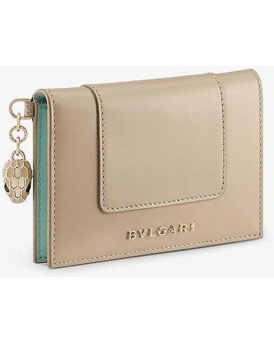 BVLGARI Serpenti Forever Leather Card Holder - Natural