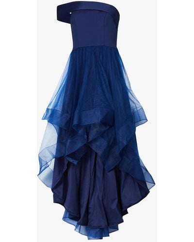 Chi Chi London One-shoulder Dip-hem Tulle Midi Dress - Blue