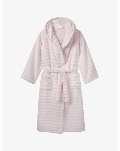 The White Company Ribbed Hooded Cotton-towelling Bathrobe - Pink