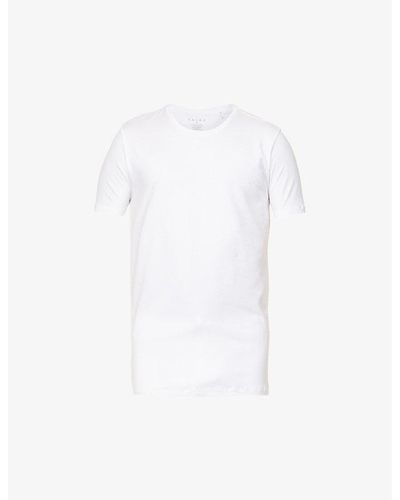 FALKE Regular-fit Crewneck Stretch-cotton T-shirt Pack Of Two X - White