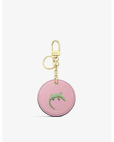 Cartier Characters Leather Medallion Keyring - Pink