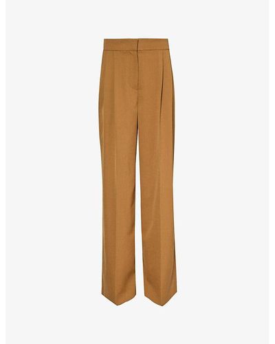 Erdem Pressed-crease Relaxed-fit Wide-leg High-rise Woven-blend Pants - Brown