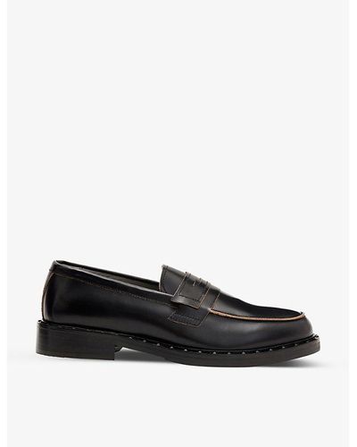 AllSaints Dalias Stud-embellished Leather Loafers - Black