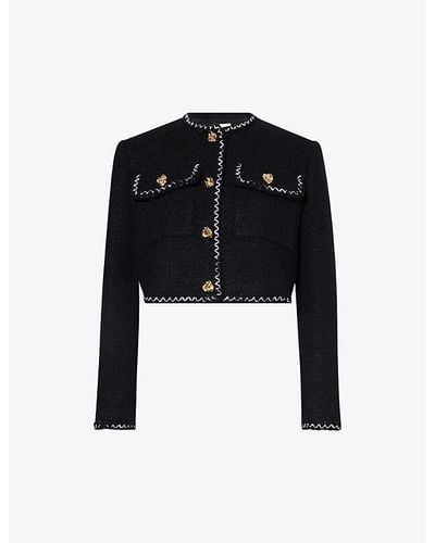 Alexander McQueen Exposed-stitching Bouclé-texture Wool-blend Jacket - Black