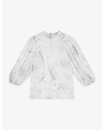 Ted Baker Lilioh Balloon-sleeve Woven Blouse - White