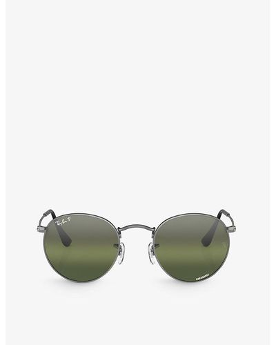 Ray-Ban Rb3447 Round-frame Metal Sunglasses - Green