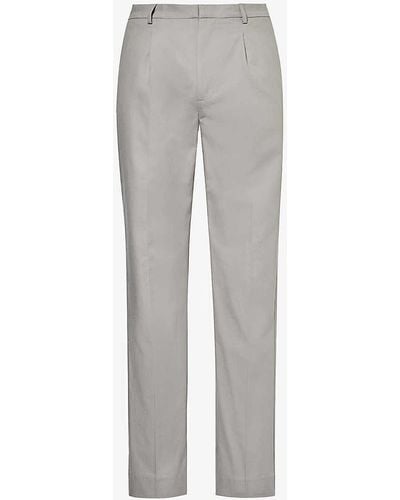 PAIGE Shultz Straight-leg Mid-rise Cotton-blend Trousers - Grey