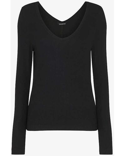 Whistles Ribbed Jersey Top - Black