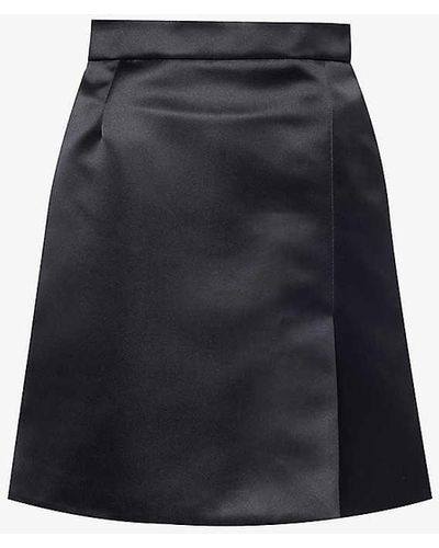 Nina Ricci A-line Split-hem Satin Mini Skirt - Blue