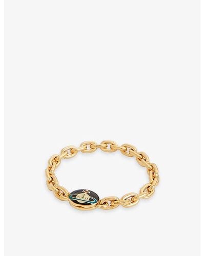 Vivienne Westwood Loelia Enamel-charm Brass Bracelet - Metallic