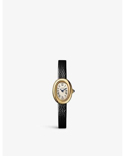 Cartier Baignoire 18ct Yellow-gold And Leather Quartz Watch - Metallic