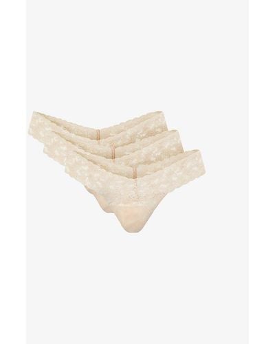 Hanky Panky Signature Low-rise Stretch-lace Thong Pack Of Three - Multicolour