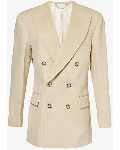 Victoria Beckham Double-breasted Boxy-fit Wool And Cashmere-blend Blazer - Natural