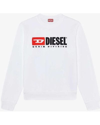 DIESEL S-ginn-div Logo-appliqué Cotton-jersey Sweatshirt - White